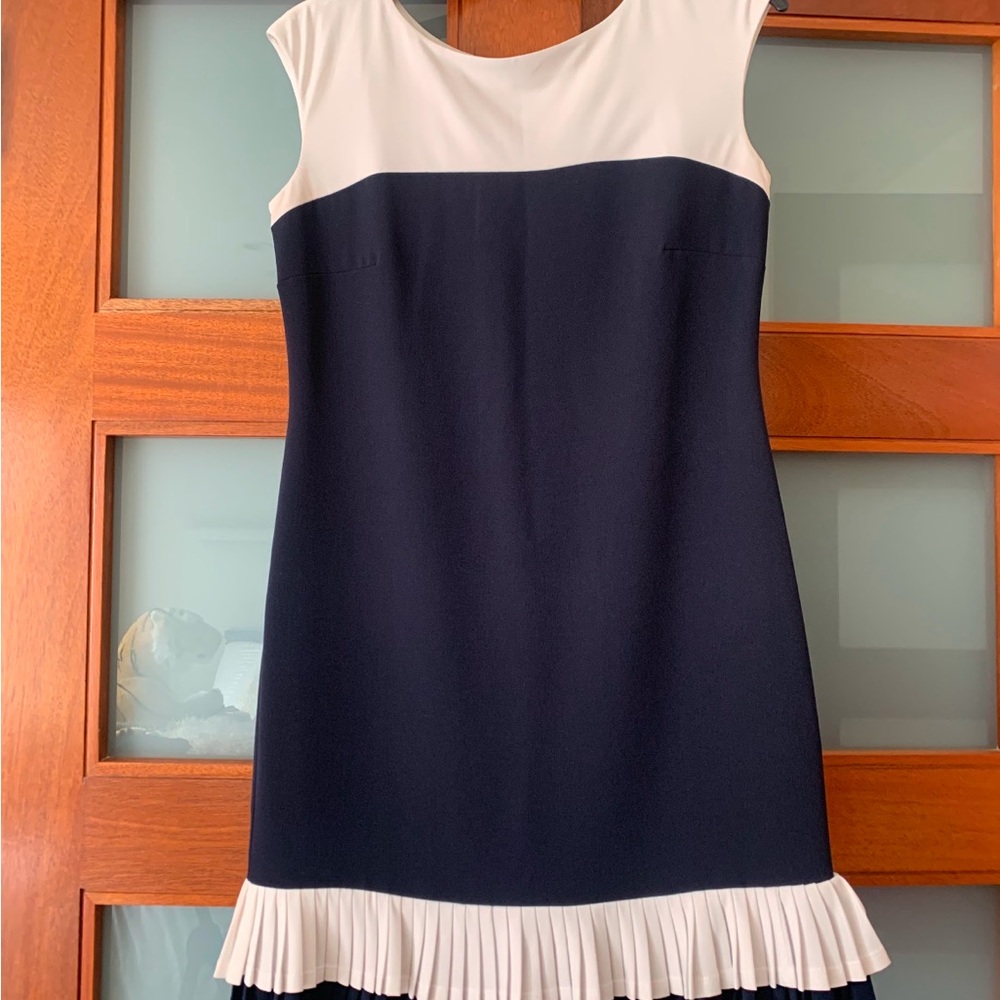 Sandra Darren Navy and White Mini Dress